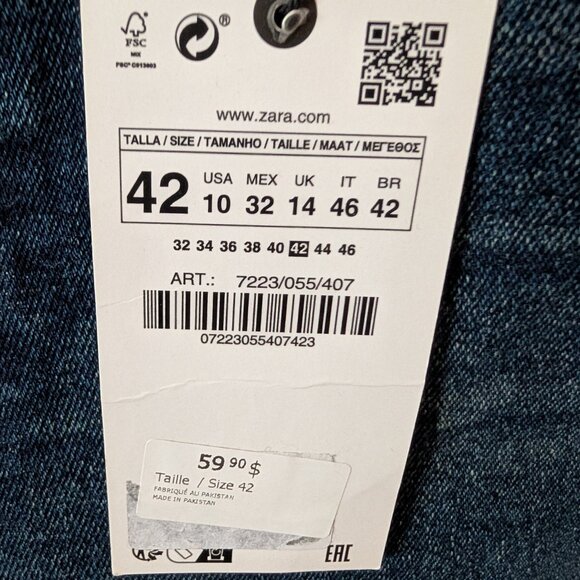 NWT Zara Women’s “The 80’s High Waist Skinny” Jeans Indigo Size 10 Casual - Picture 7 of 9